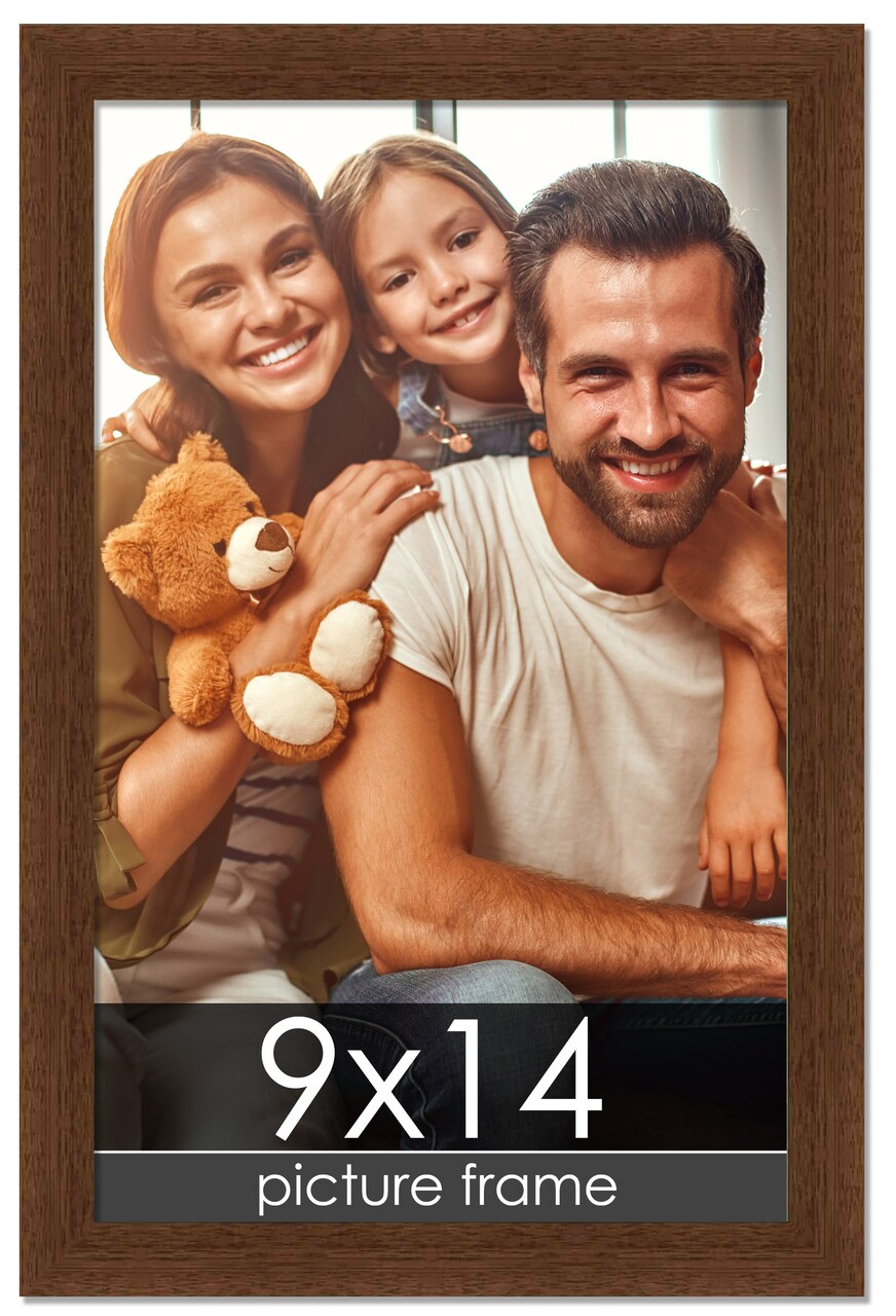Photo Size Simple Brown Picture Frame - UV Acrylic, Foam Board Backing, Hanging Hardware
